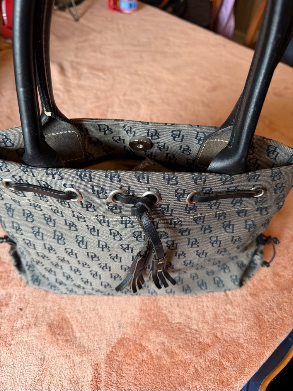 Dooney & Bourke Gray Logo Tote with Black Trim